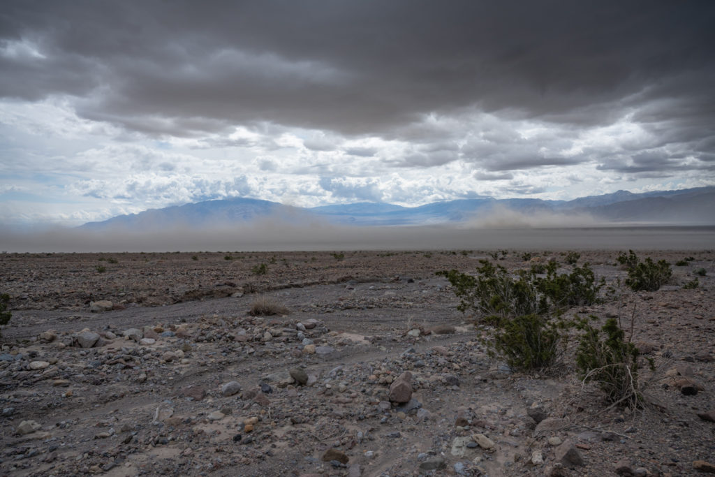 Thunderstorm and dust storm over Death Valley